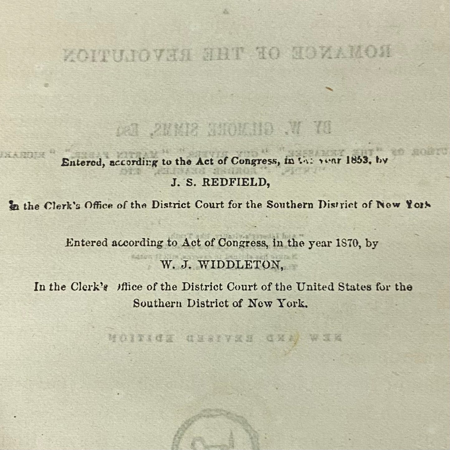 The Partisan - W. Gilmore Simms - Revised Edition - 1870