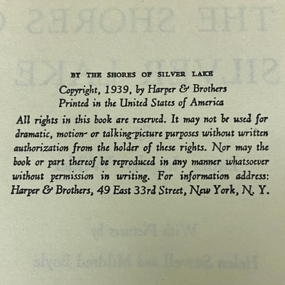 By The Shores Of Silver Lake - Laura Ingalls Wilder - First Thus Edition - 1939