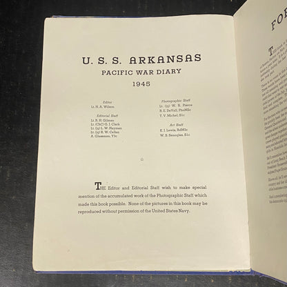 U.S.S. Arkansas Pacific War Diary - Lieutenant H.A. Wilson - 1945