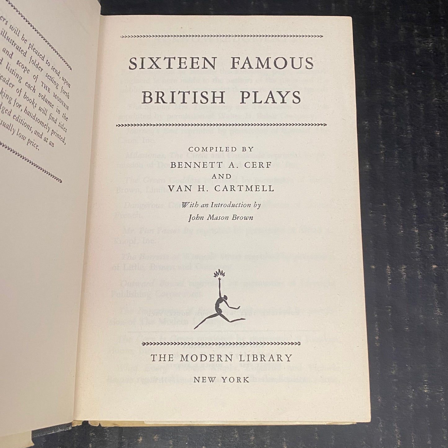 Sixteen Famous British Plays - Bennett A. Cerf and Van H. Cartmell - The Modern Library Edition - 1942