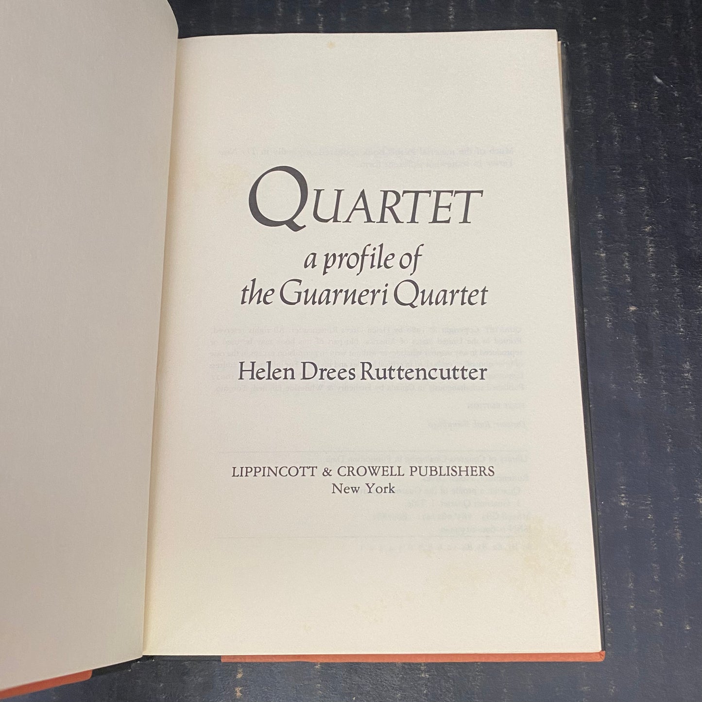 Quartet - Helen Drees Ruttencutter - Signed by Author - First Edition - 1980