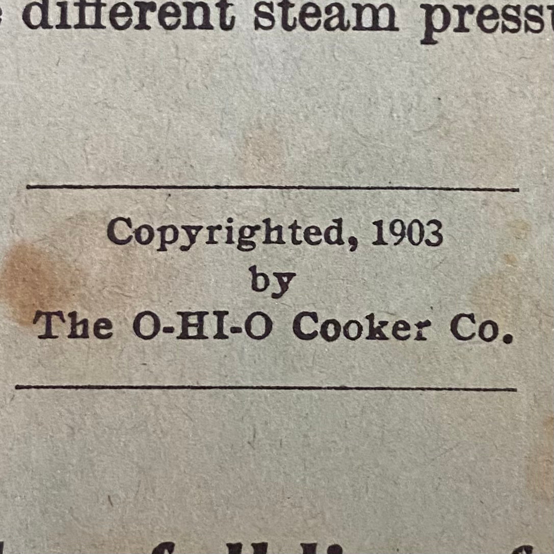 "O-Hi-O" Cook Book and Instructions - O-Hi-O Cooker Company - 1903