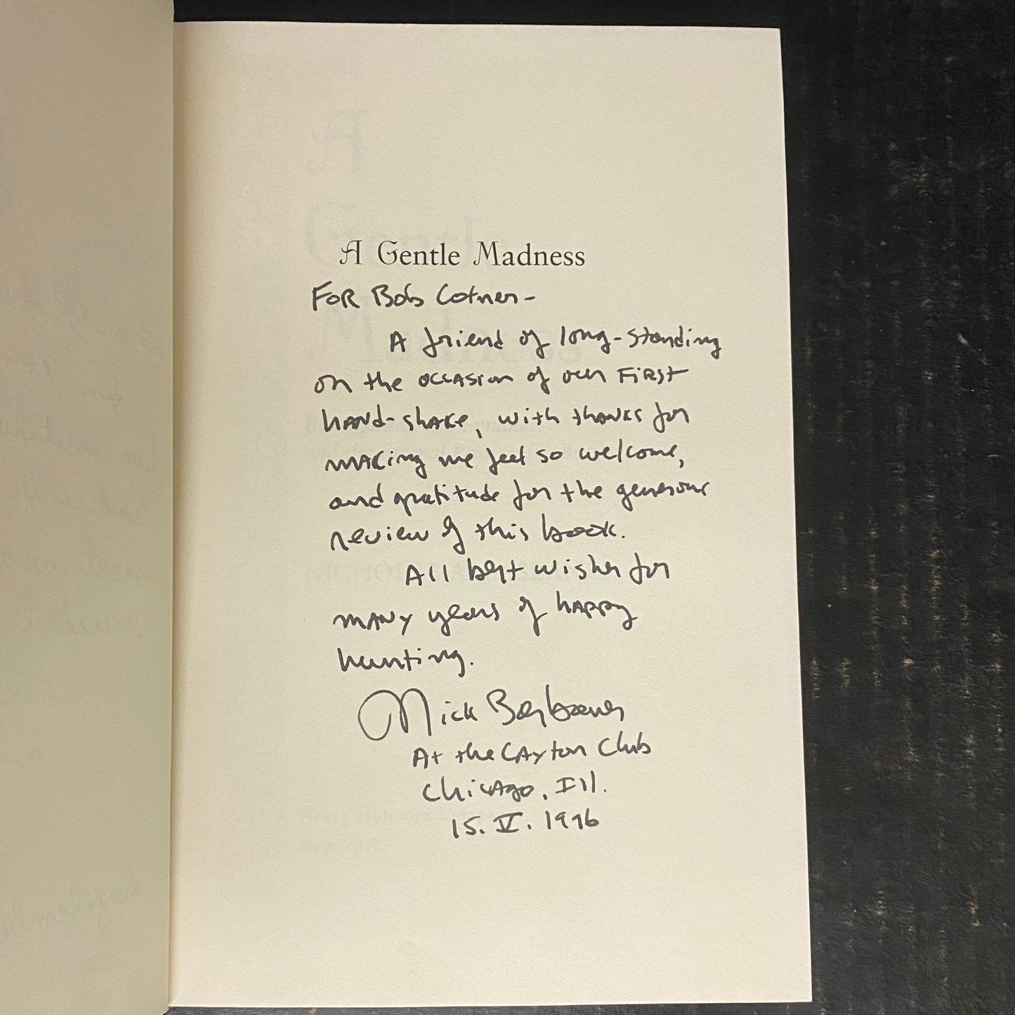 A Gentle Madness - Nicholas A. Basbanes - First Edition - Inscribed by Author - 1995