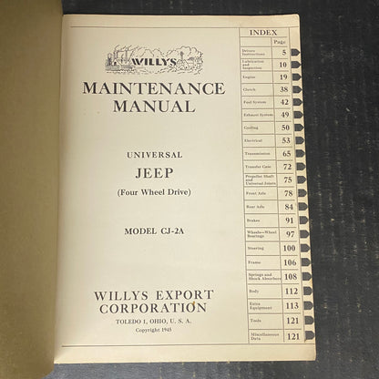 Willys Maintenance Manual - Willys Export Corporation - 1945