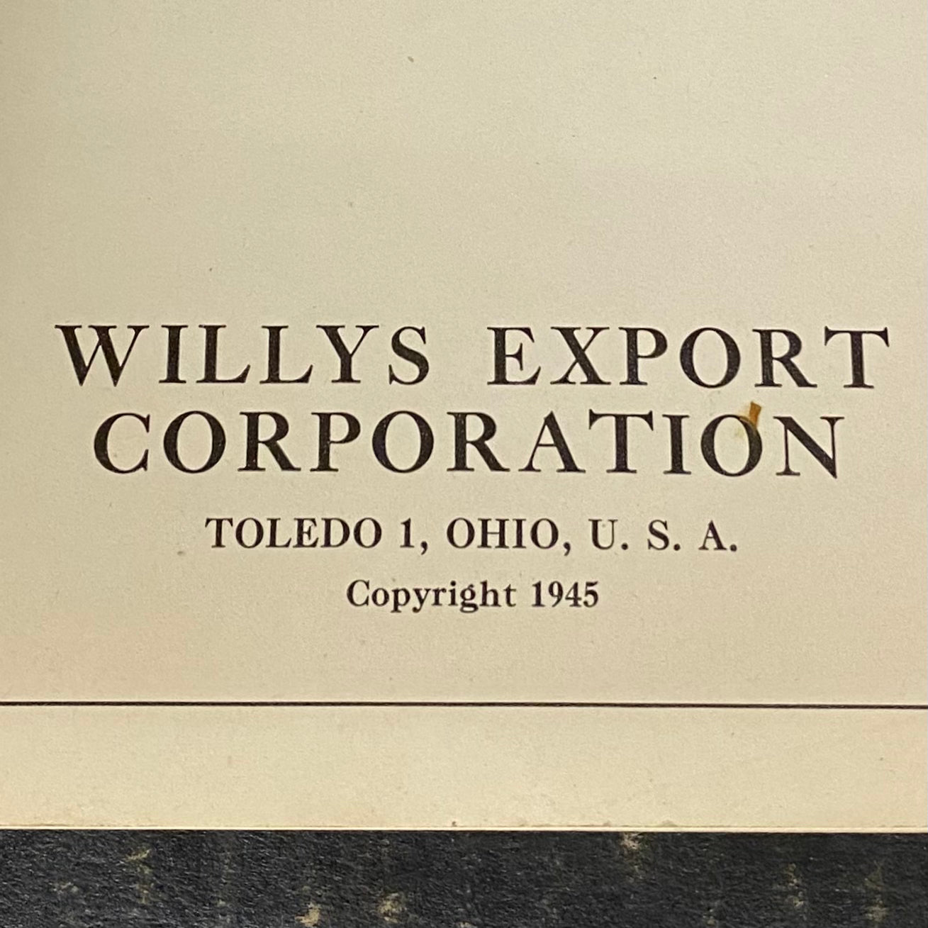 Willys Maintenance Manual - Willys Export Corporation - 1945