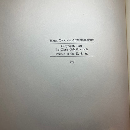 Mark Twain's Autobiography - Mark Twain - October Printing - 1st Edition - 2 Volume Set - 1924