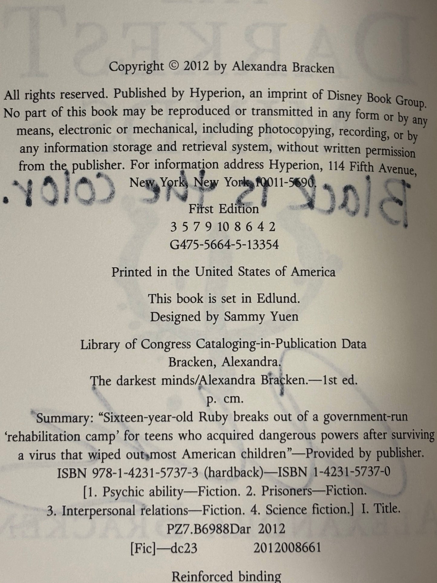 The Darkest Minds - Alexandra Bracken - 1st Edition - 2nd Print - Signed - 2012