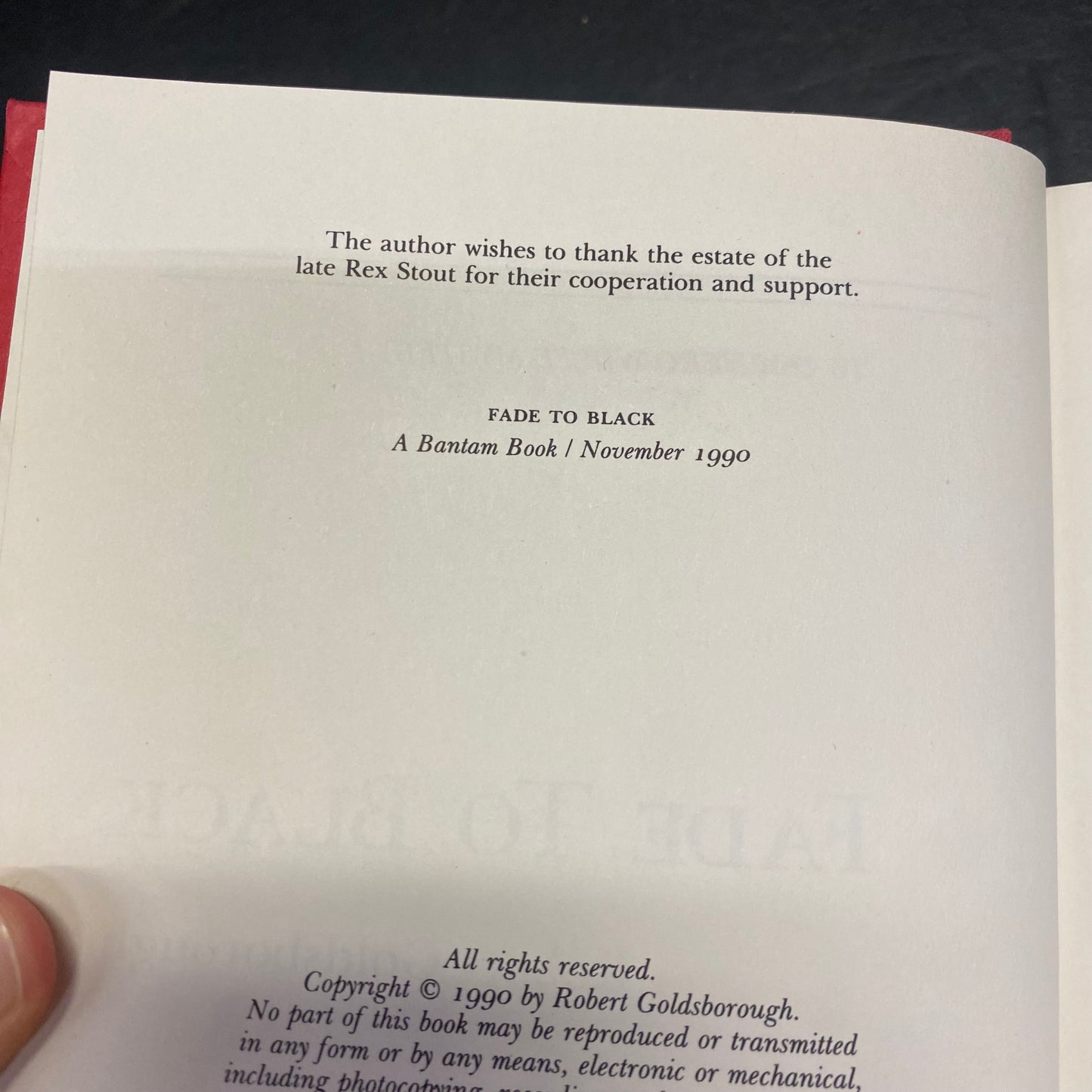 Fade to Black - Robert Goldsborough - Signed - 1990