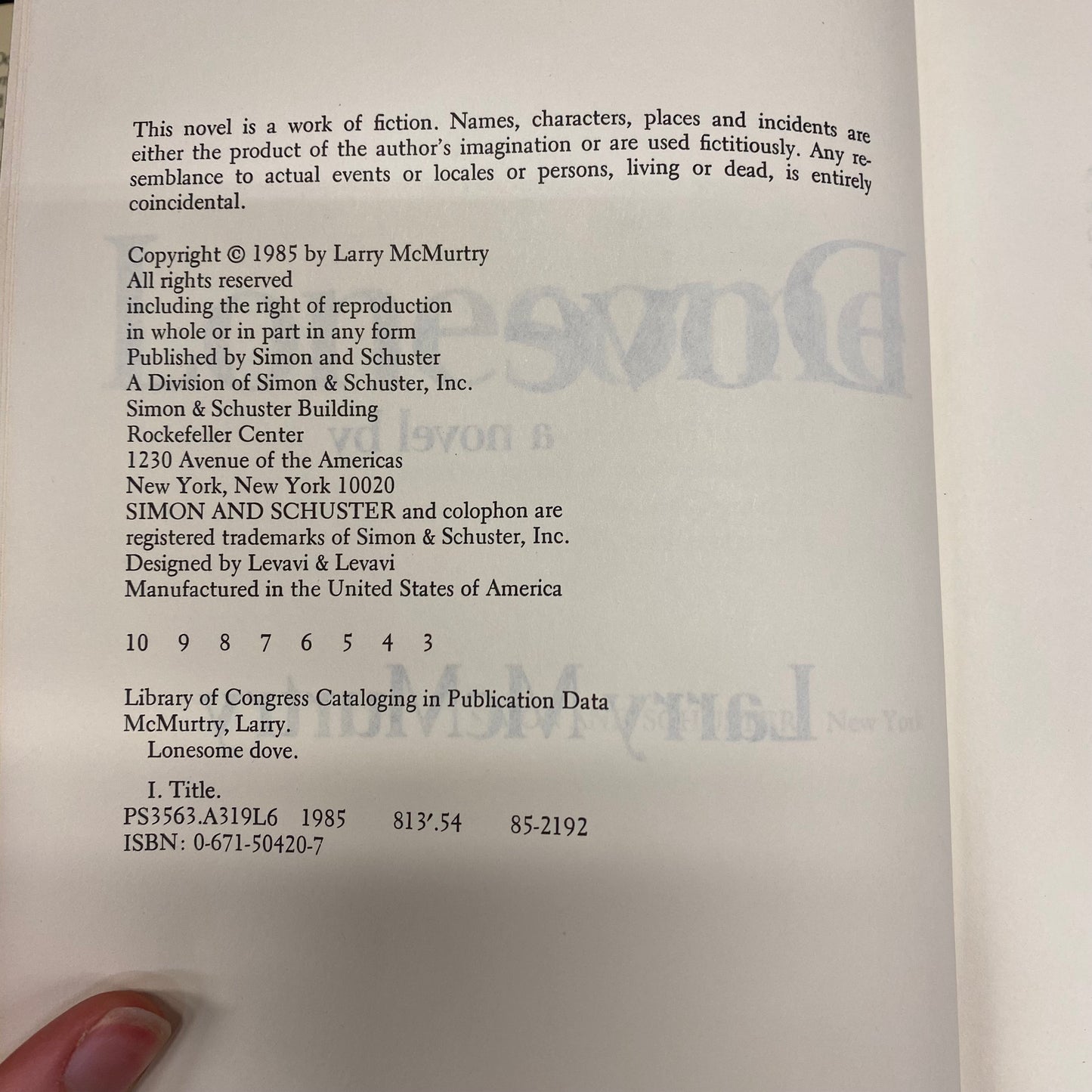 Lonesome Dove - Larry McMurtry - 3rd Edition - 1985