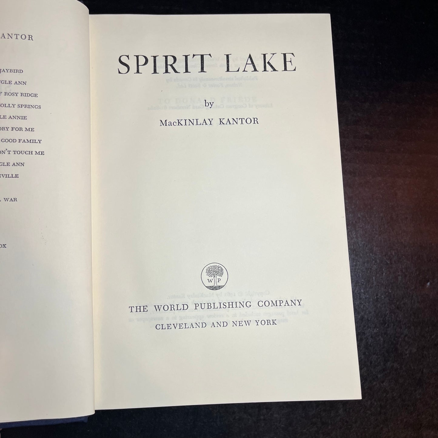 Spirit Lake - Mackinlay Kantor - 1st Edition - 1961