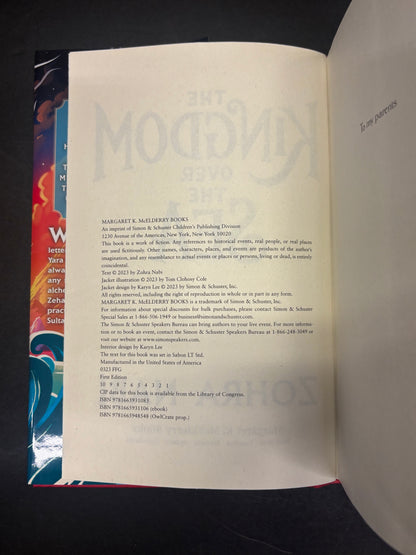 The Kingdom Over The Sea - Zohra Nabi - Signed - First Edition - 2023