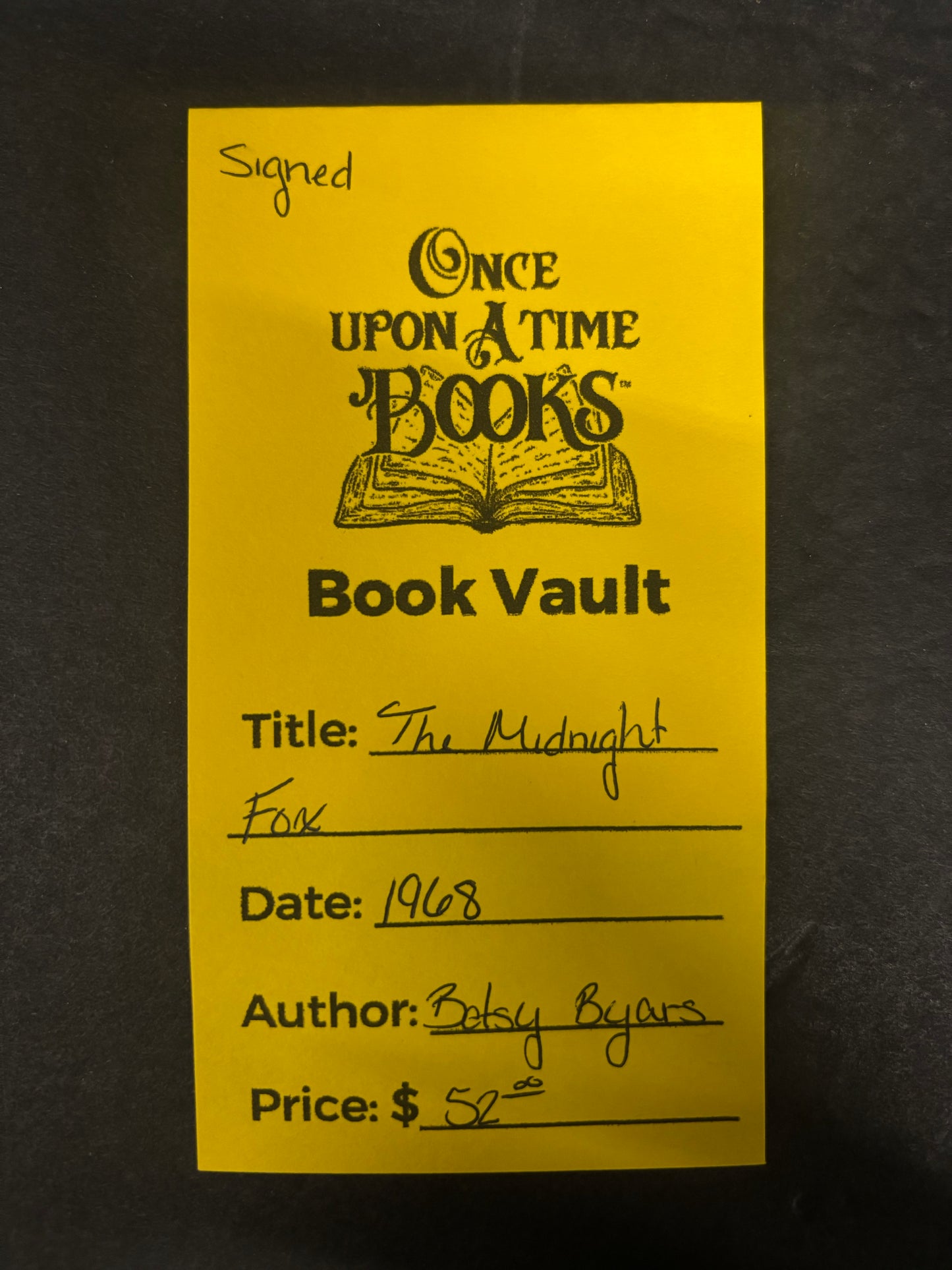 The Midnight Fox - Betsy Byars - Signed - 1968