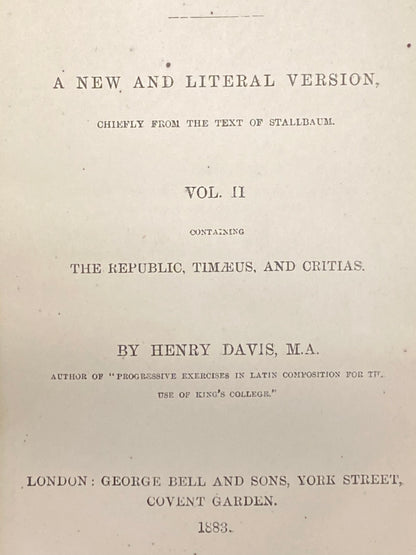 The Works of Plato - Henry Davis - Volume Two - 1883