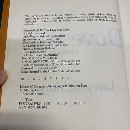 Lonesome Dove - Larry McMurtry - 1st Edition - 2nd Print - 1985