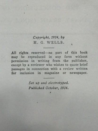 Experiment in Autobiography - H.G. Wells - 1st Edition - 1934