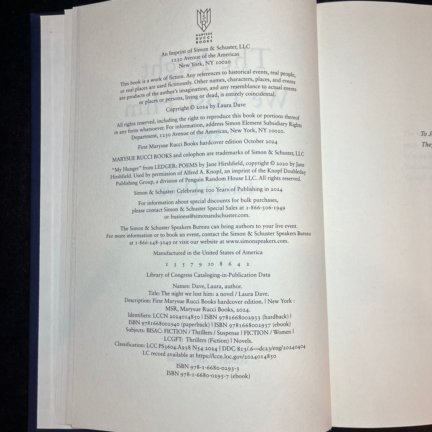 The Night We Lost Him - Laura Dave - Signed Copy - 2024