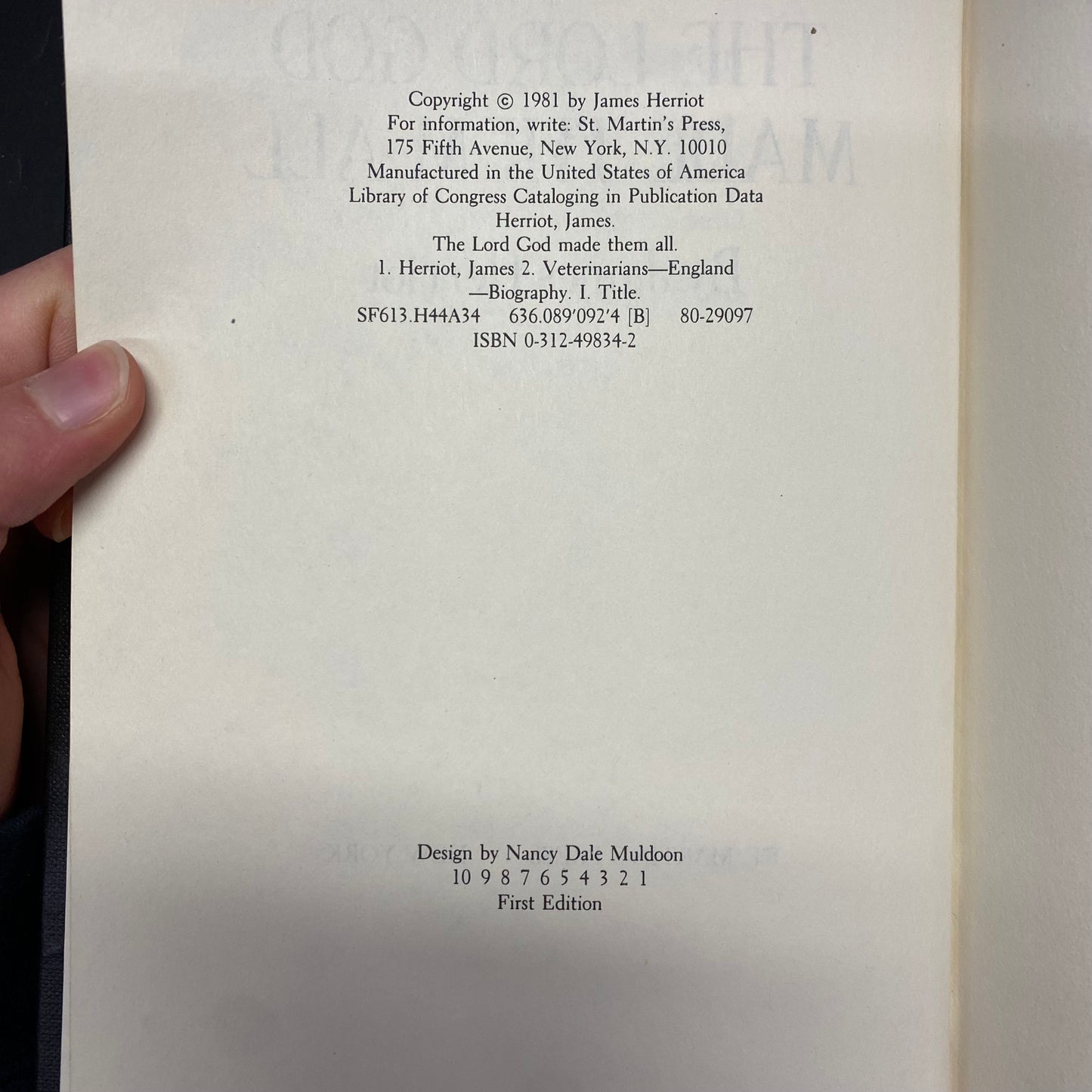 The Lord God Made Them All - James Herriot - 1st Edition - 1981