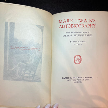 Mark Twain's Autobiography - Mark Twain - October Printing - 1st Edition - 2 Volume Set - 1924