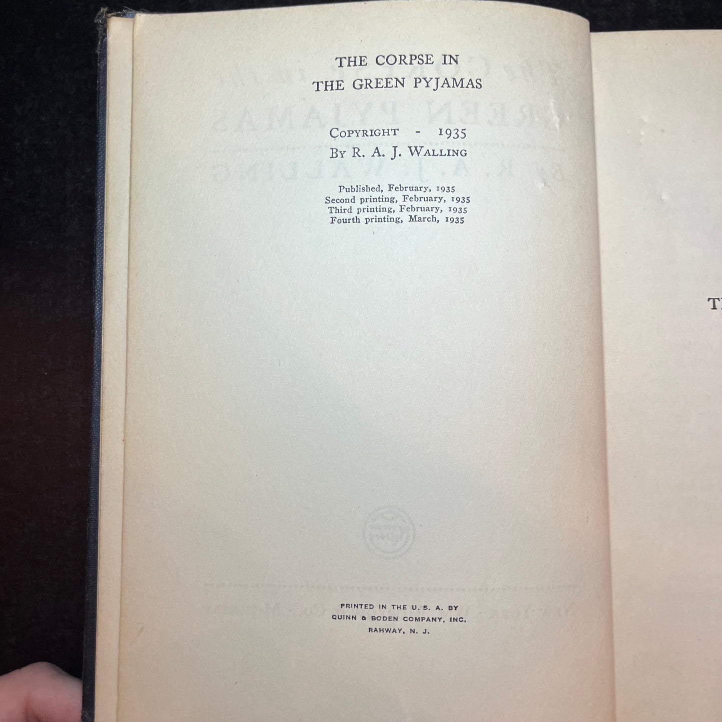 The Corpse in The Green Pyjamas - R. A. J. Walling - First Edition - 1935