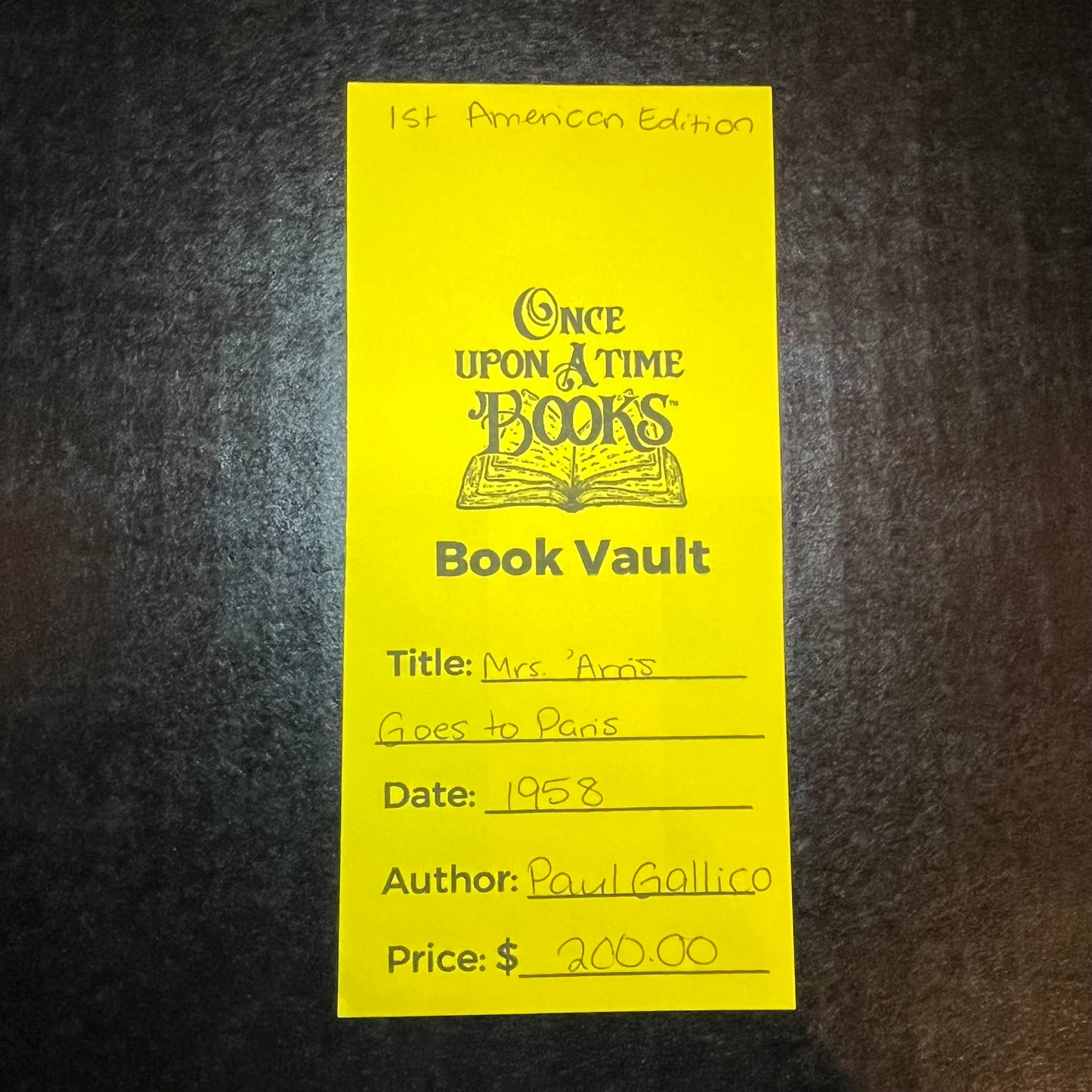 Mrs. 'Arris Goes To Paris - Paul Gallico - 1st American Edition - 1958