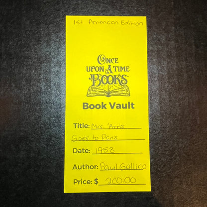 Mrs. 'Arris Goes To Paris - Paul Gallico - 1st American Edition - 1958