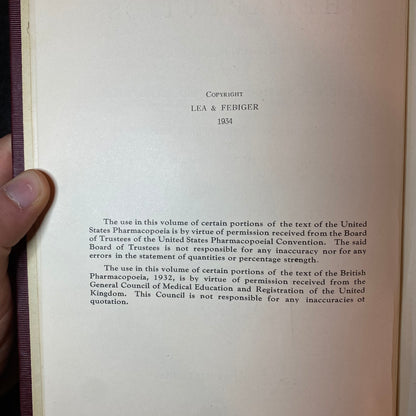 A Textbook of Pharmacology and Therapeutics - Arthur R. Cushny - 10th U. K. Edition - 1934