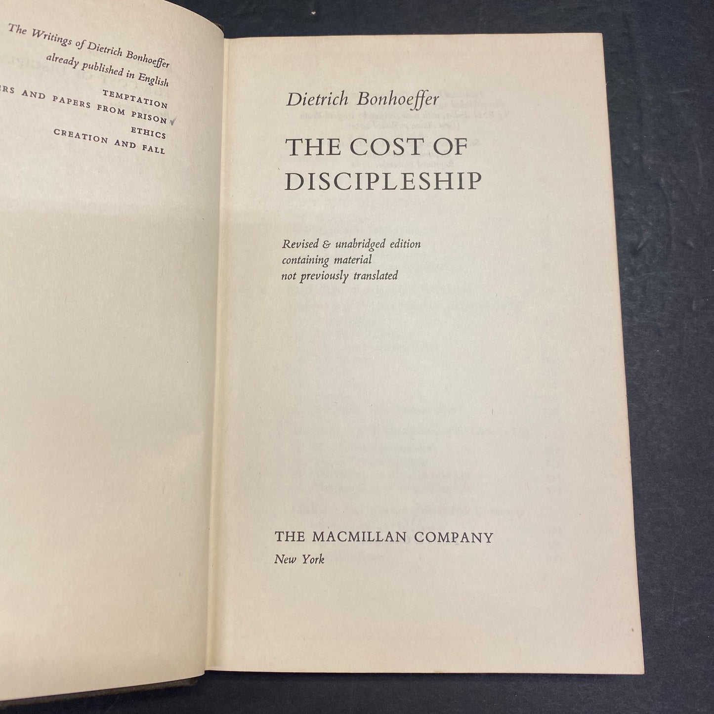 The Cost of Discipleship - Dietrich Bonhoeffer - 1960