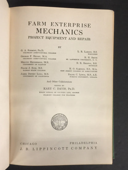 Farm Enterprise Mechanics - K.C. Davis - 1935