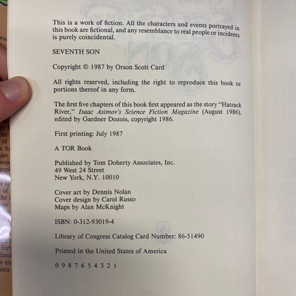 Seventh Son - Orson Scott Card - First Edition - Signed - 1987