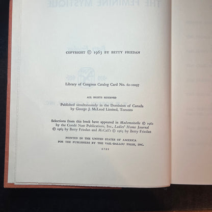 The Feminine Mystique - Betty Friedan - 6th Print - 1963