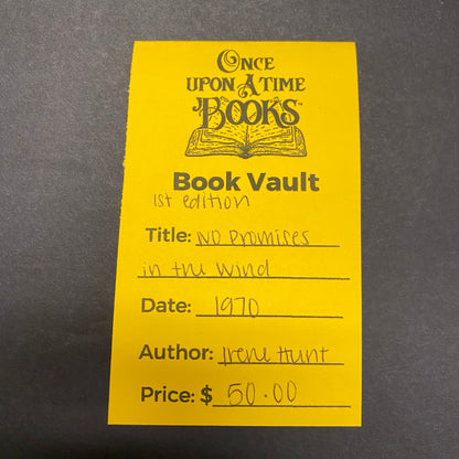 No Promises In The Wind - Irene Hunt - 1st Edition - 1970