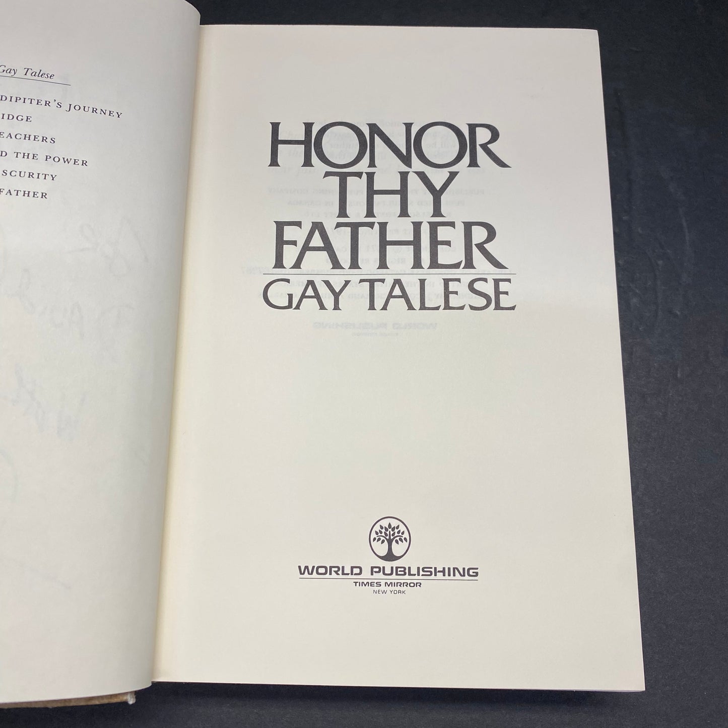 Honor Thy Father - Gay Talese - Signed - 1st Edition - 1971