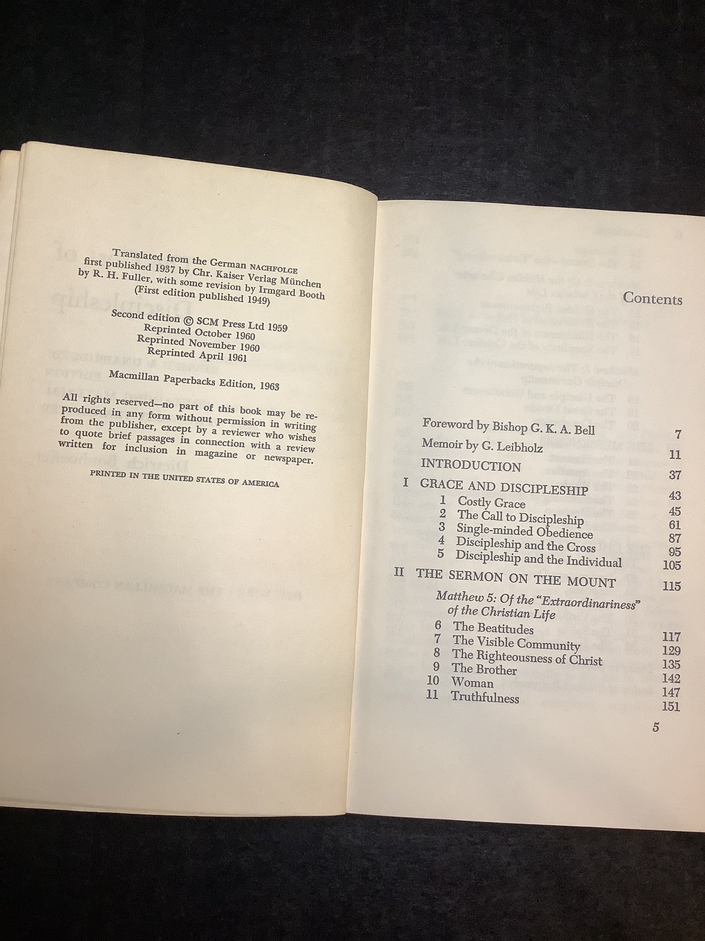 The Cost of Discipleship - Dietrich Bonhoeffer - 1963