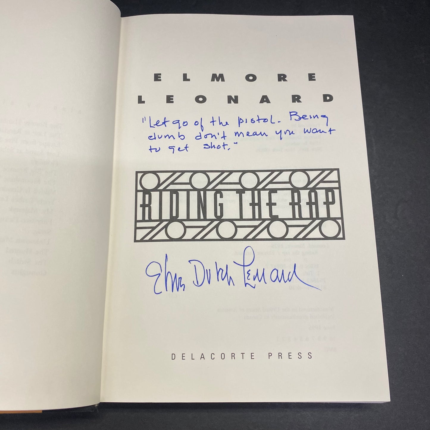 Riding the Rap - Elmore Leonard - First Edition - Signed - 1995
