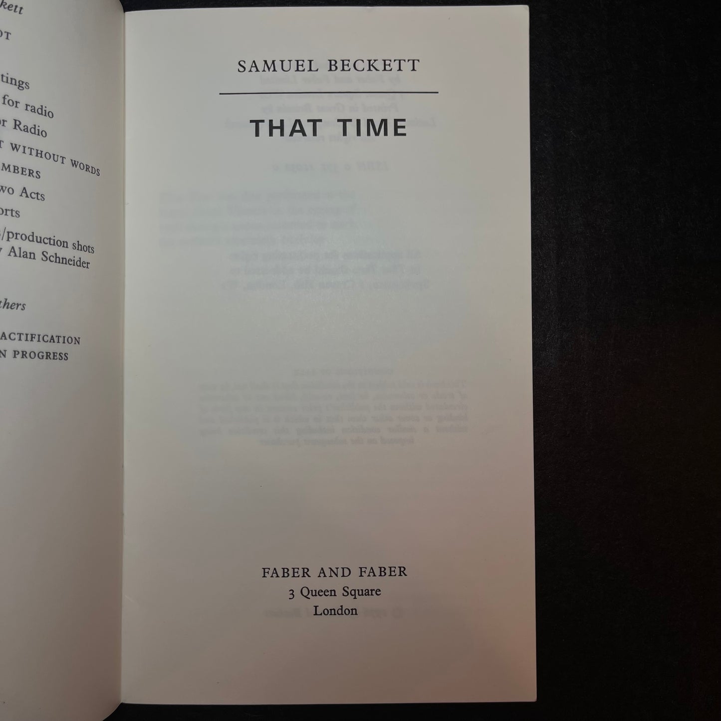 That Time - Samuel Beckett - Signed by Patrick Magee - 1976