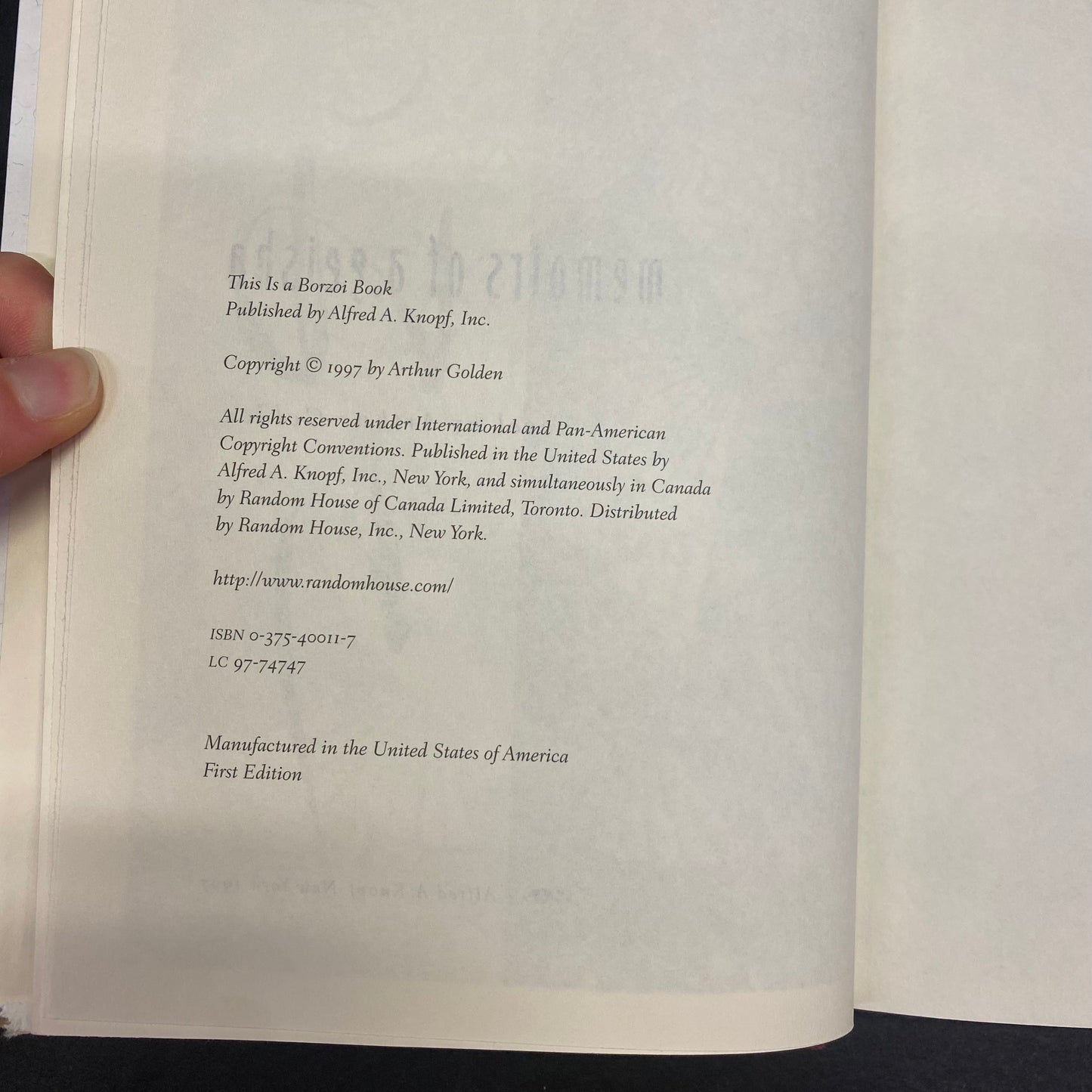 Memoirs of a Geisha - Arthur Golden - 1st Edition - 1997