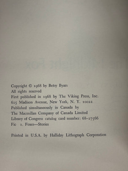 The Midnight Fox - Betsy Byars - Signed - 1968