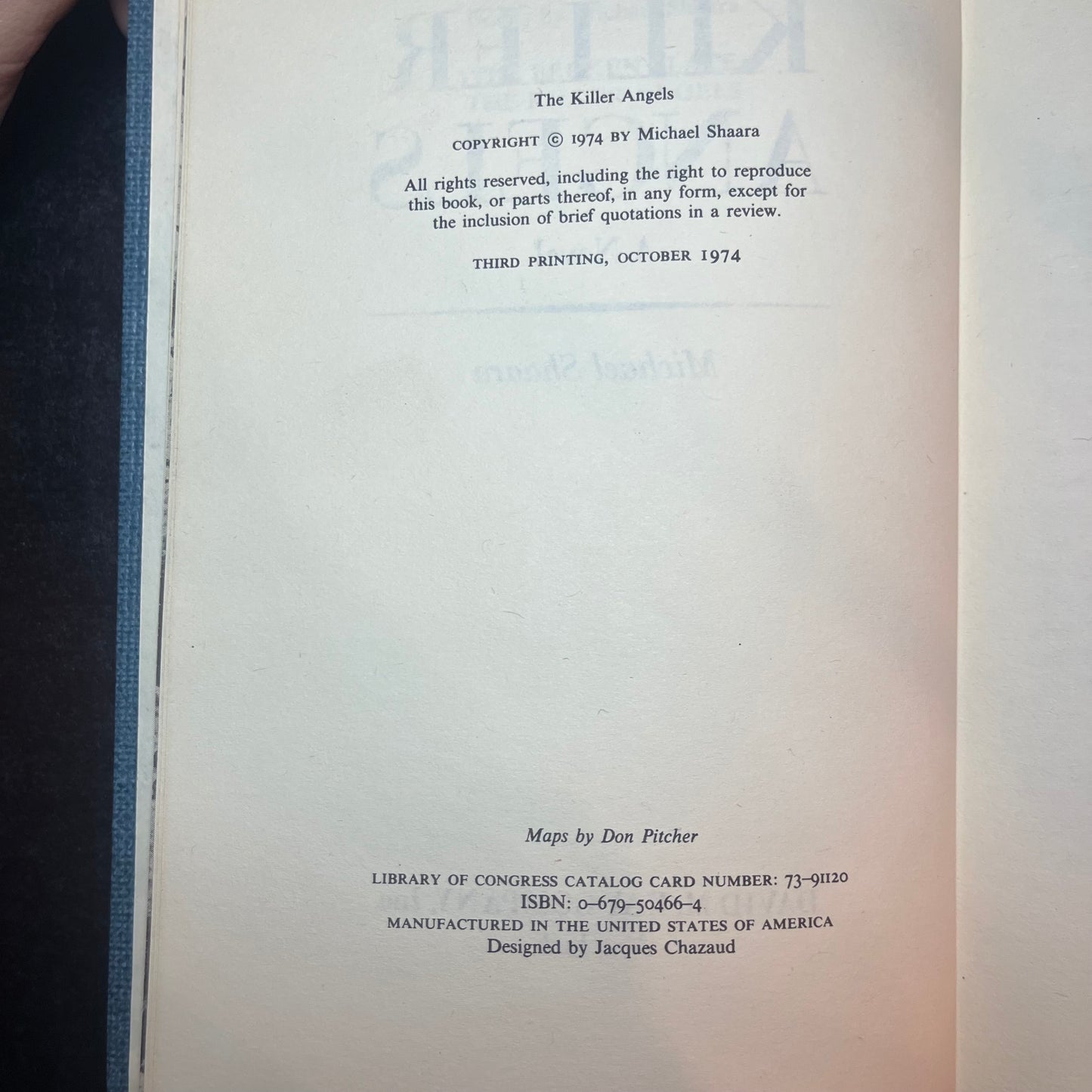 The Killer Angels - Michael Shaara - 3rd Print - 1974