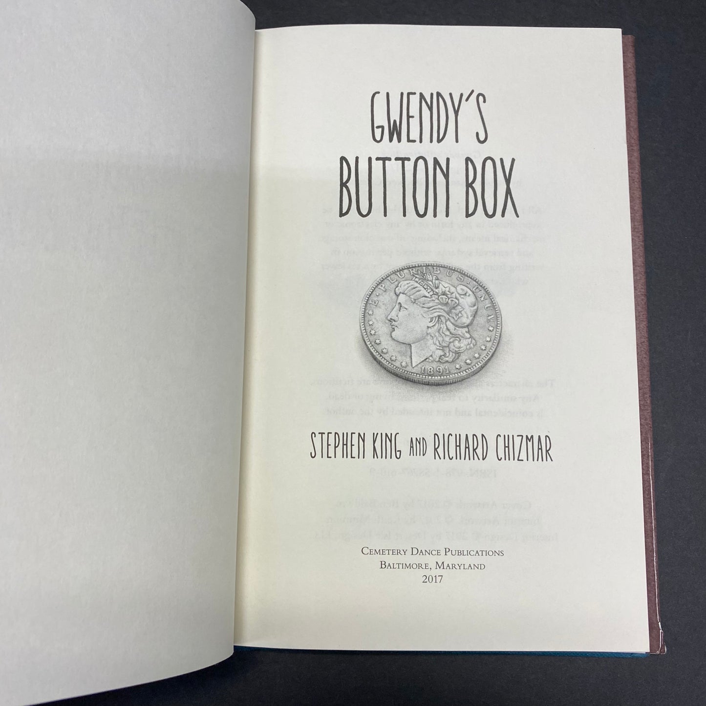Gwendy's Button Box - Stephen King and Richard Chizmar - 1st Trade Limited Edition to Subscription Box - 2017