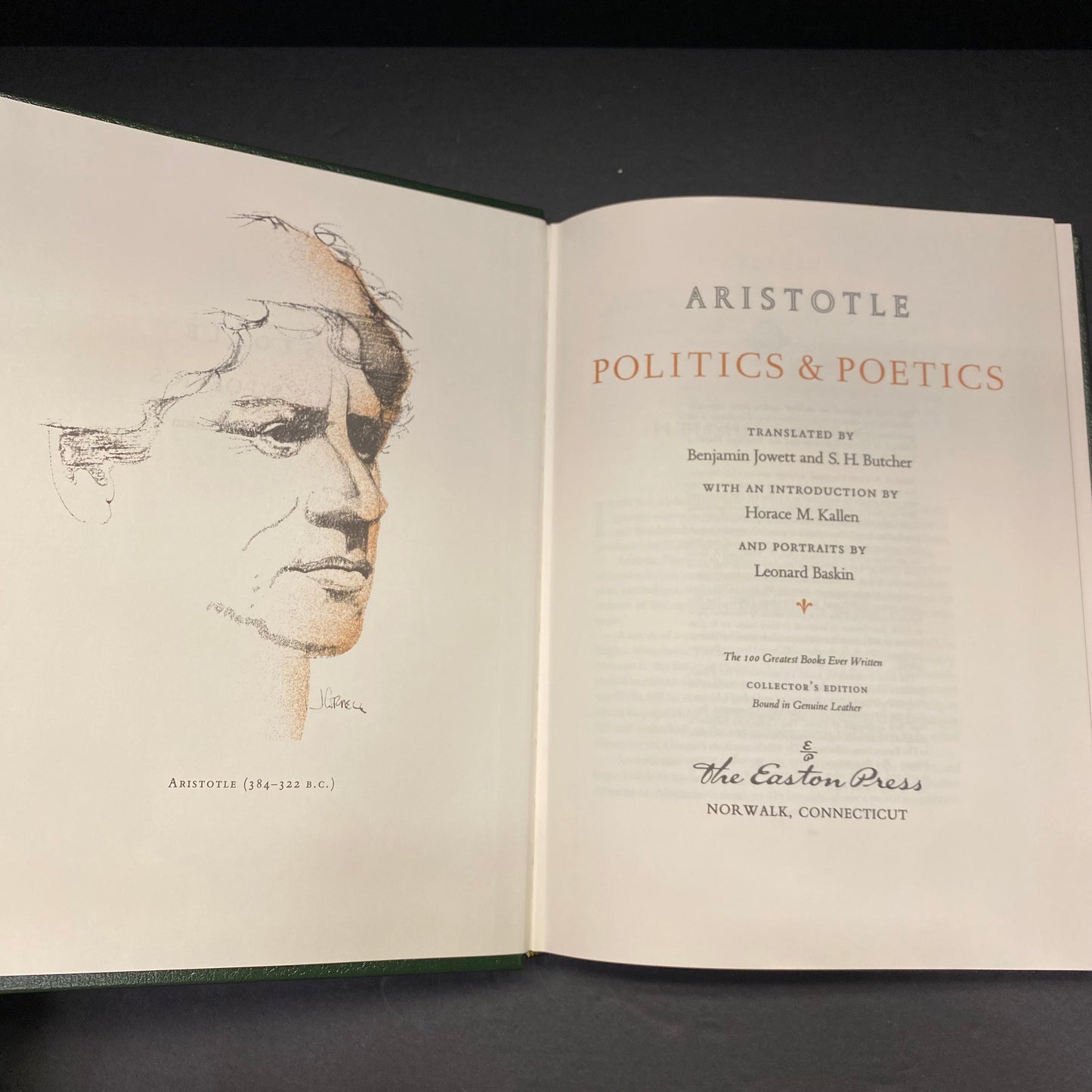 Politics and Poetics - Aristotle - Easton Press - 1979