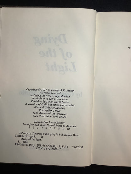 Dying of the Light - George R. R. Martin - First Edition - 1977