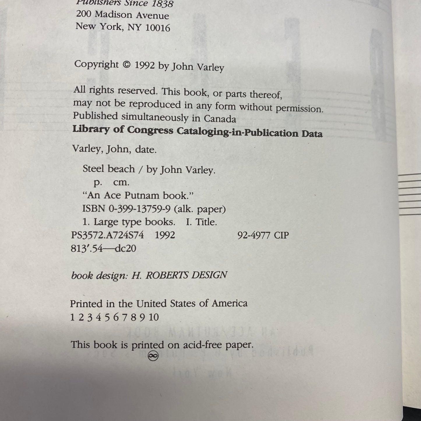 Steel Beach - John Varley - Signed - 1st Edition - 1992