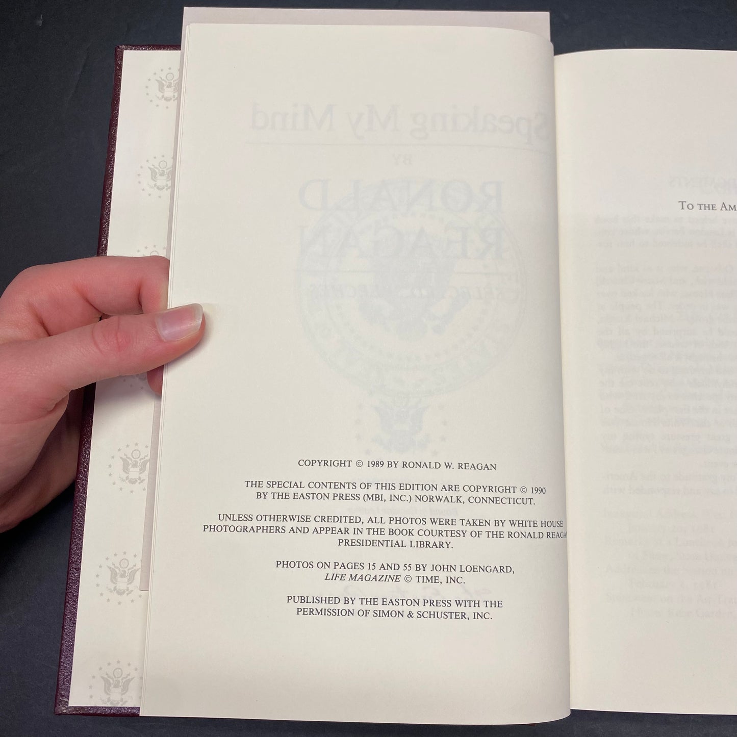 Speaking My Mind - Ronald Reagan - Easton Press - 1989