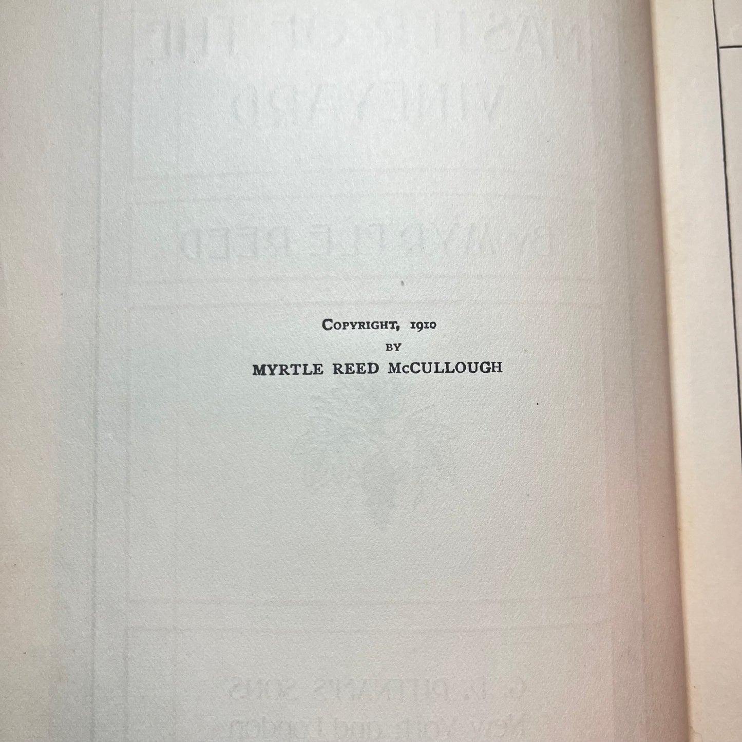 Master of the Vineyard - Myrtle Reed - 1st Edition - 1910