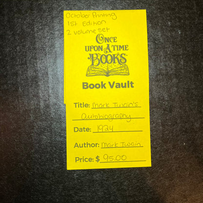 Mark Twain's Autobiography - Mark Twain - October Printing - 1st Edition - 2 Volume Set - 1924