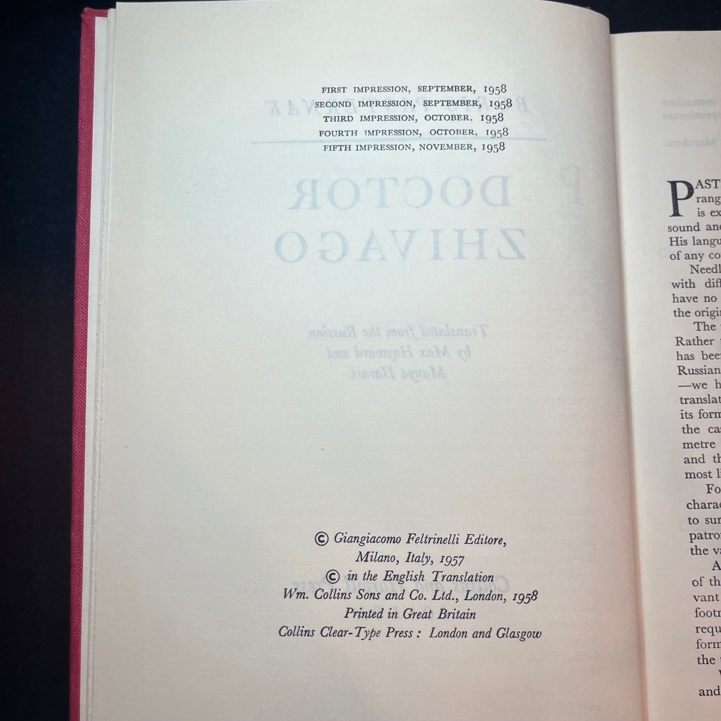 Doctor Zhivago - Boris Pasternak - 1st UK, 5th Print - 1958