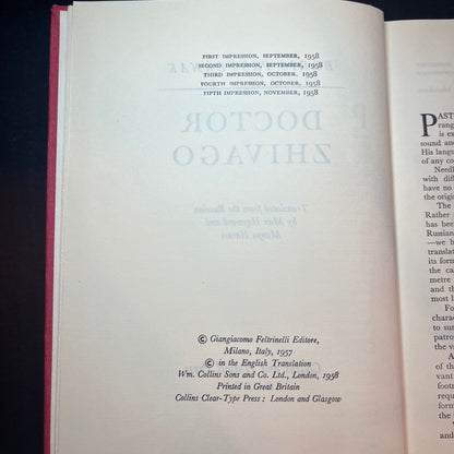 Doctor Zhivago - Boris Pasternak - 1st UK, 5th Print - 1958