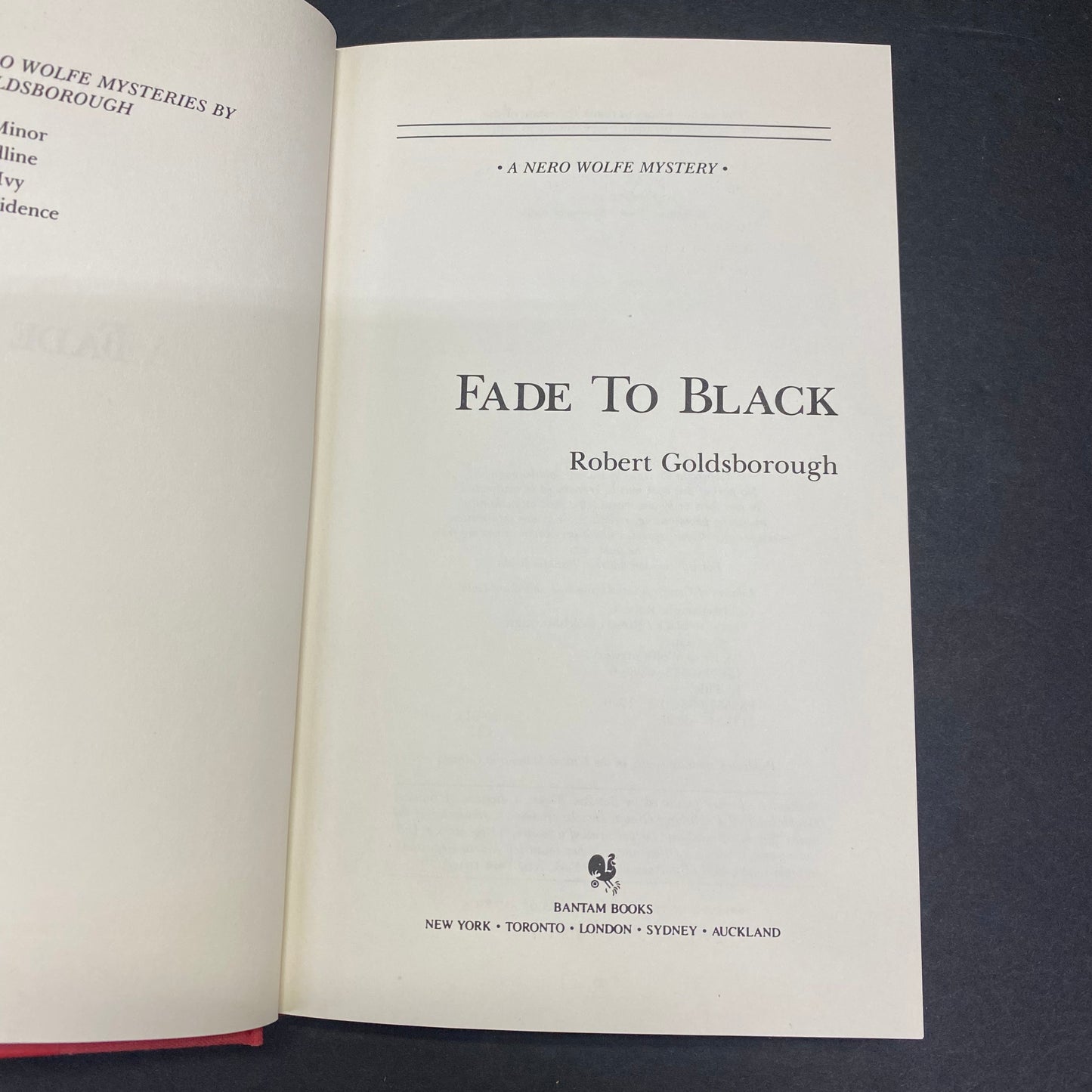 Fade to Black - Robert Goldsborough - Signed - 1990
