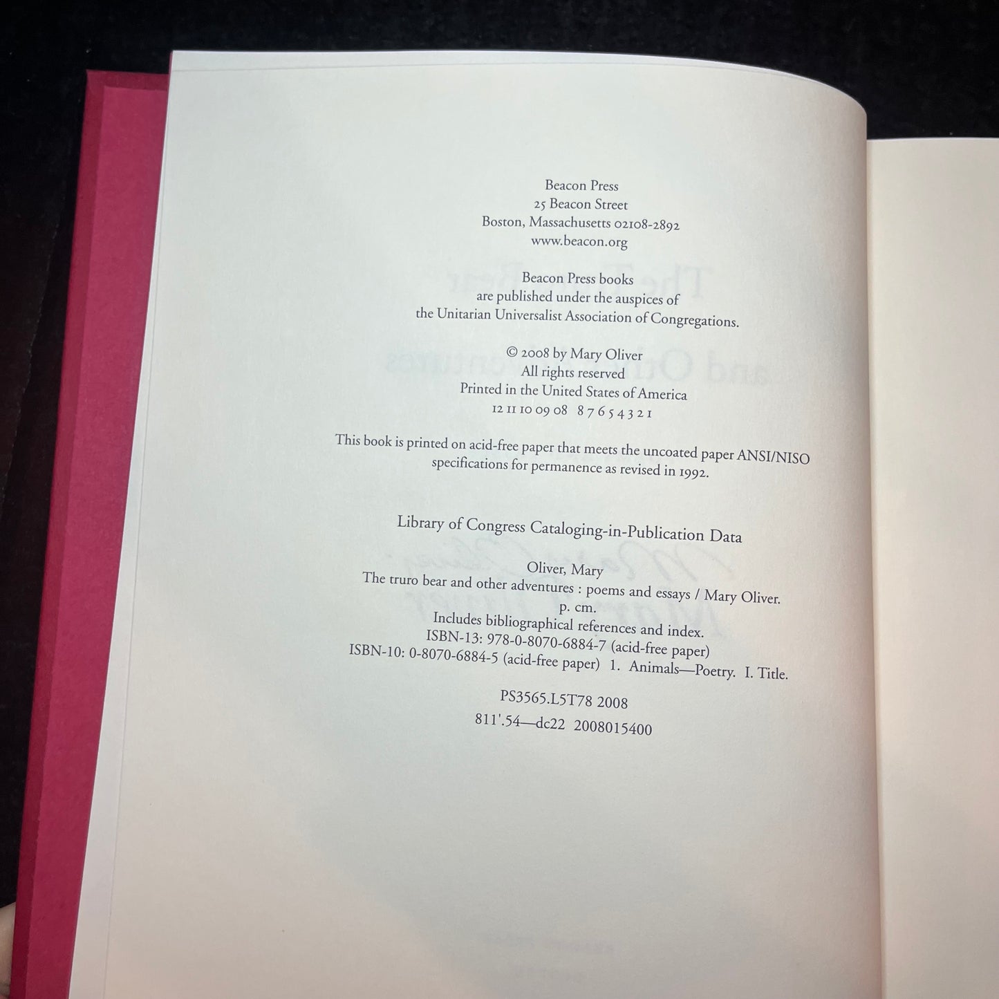 The Truro Bear and Other Adventures - Mary Oliver - First Edition - Signed - 2008