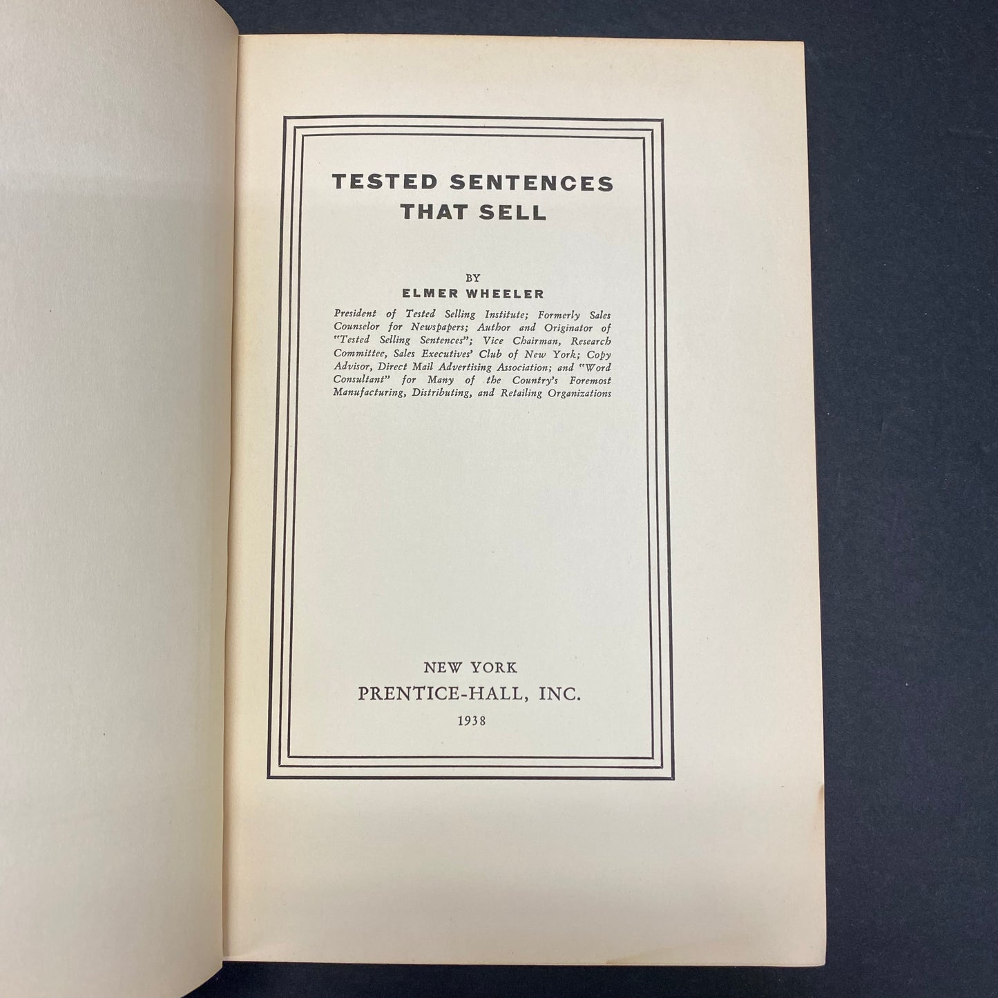 Tested Sentences That Sell - Elmer Wheeler - 2nd Print - 1938